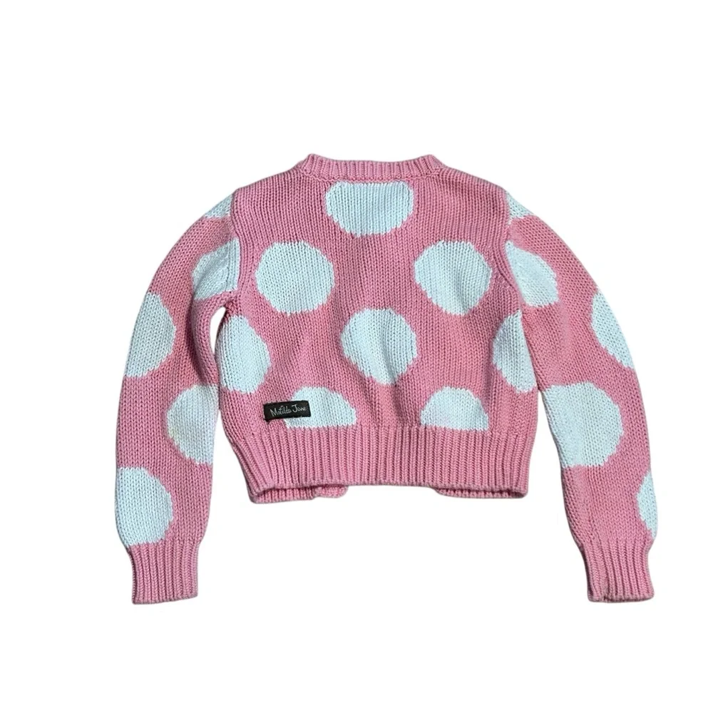 Matilda Jane Pink White Polka Dot Sweater Cardigan Size 2 Girls